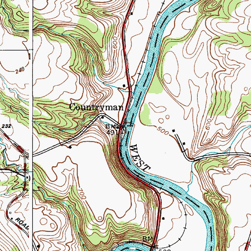 Topographic Map of Countryman, NY