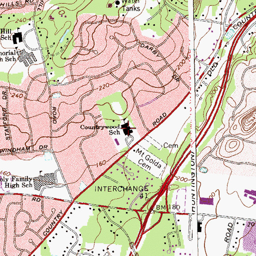 Topographic Map of Countrywood Primary Center, NY