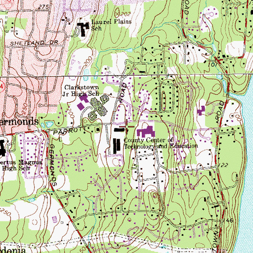 Topographic Map of County Center of Technology and Education, NY