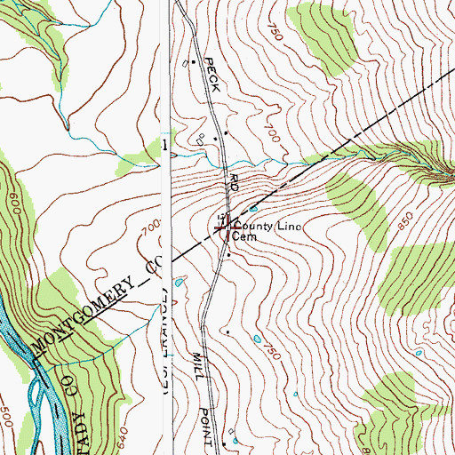 Topographic Map of County Line Cemetery, NY