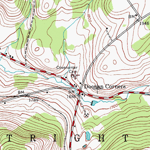 Topographic Map of Doonans Corners Cemetery, NY