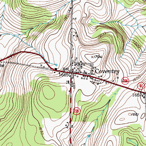 Topographic Map of Coventry, NY