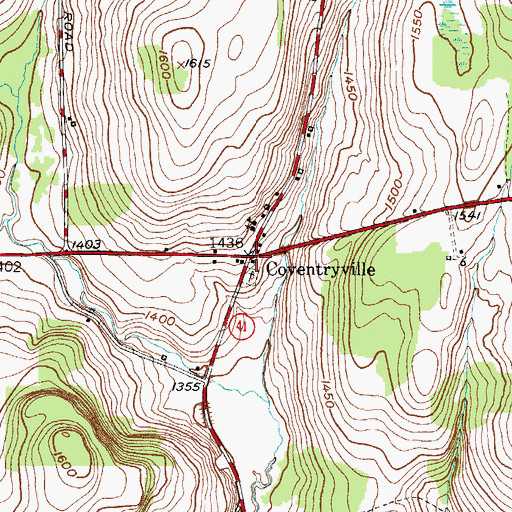 Topographic Map of Coventryville, NY