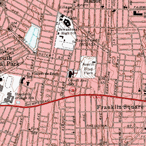 Topographic Map of Covert Avenue Elementary School, NY
