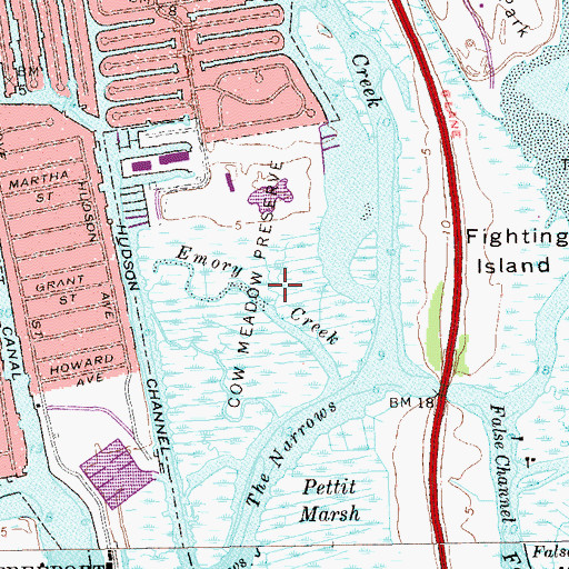 Topographic Map of Cow Meadow Preserve, NY