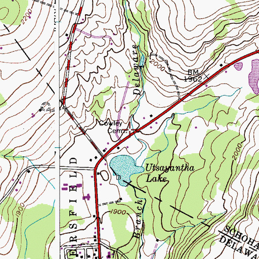 Topographic Map of Cowley Cemetery, NY