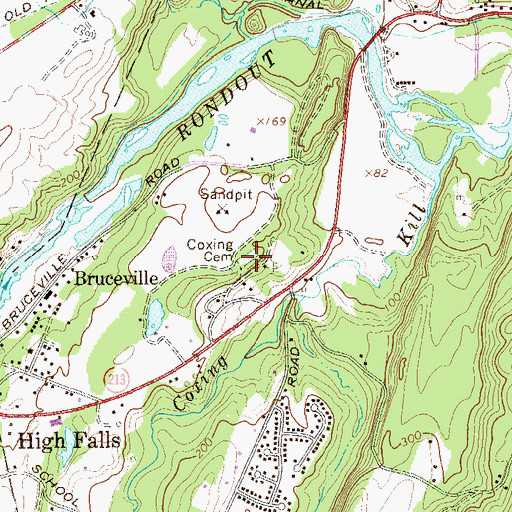 Topographic Map of Coxing Cemetery, NY