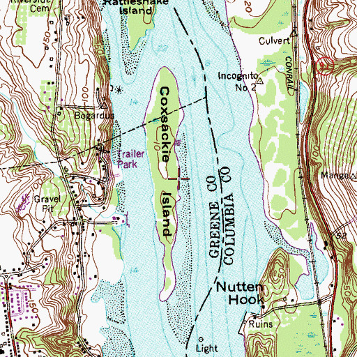 Topographic Map of Coxsackie Island, NY