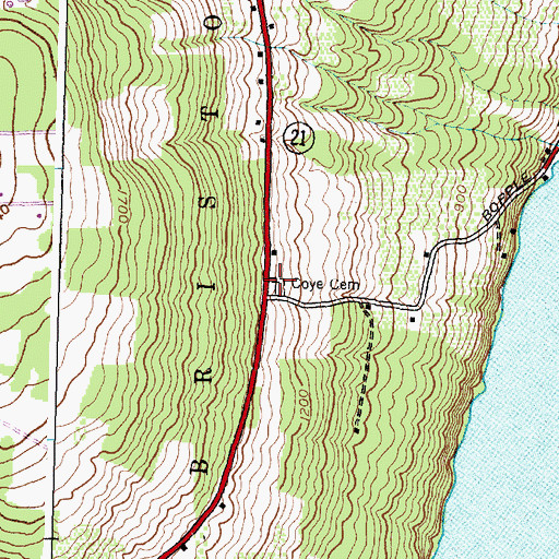 Topographic Map of Coye Cemetery, NY