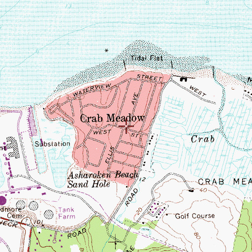 Topographic Map of Crab Meadow, NY