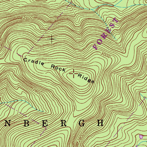 Topographic Map of Cradle Rock Ridge, NY