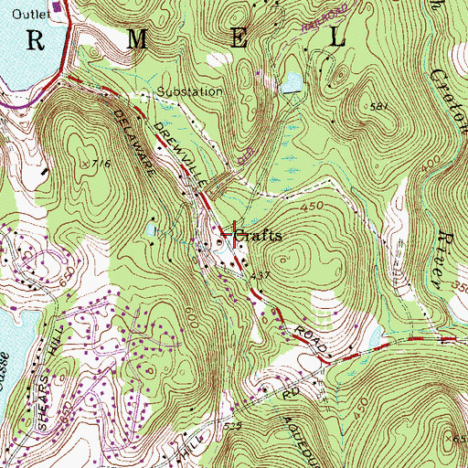 Topographic Map of Crafts, NY