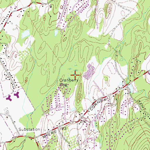 Topographic Map of Cranberry Bog, NY