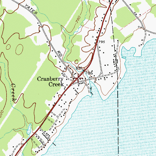 Topographic Map of Cranberry Creek, NY