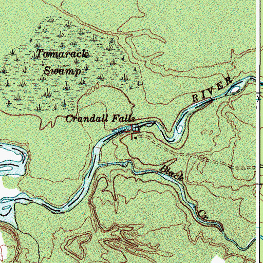 Topographic Map of Crandall Falls, NY