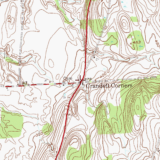 Topographic Map of Crandall Corners, NY