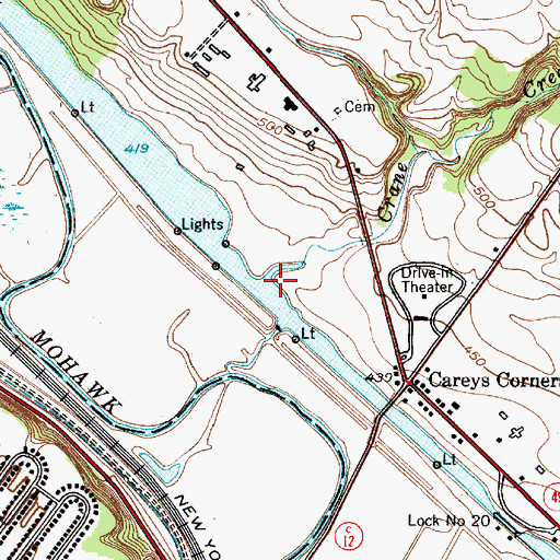 Topographic Map of Crane Creek, NY