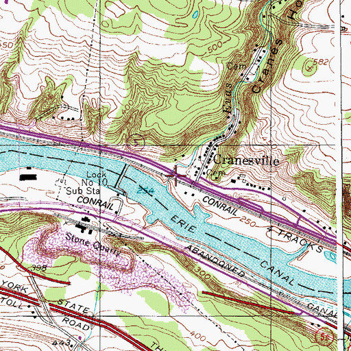 Topographic Map of Cranes Hollow, NY