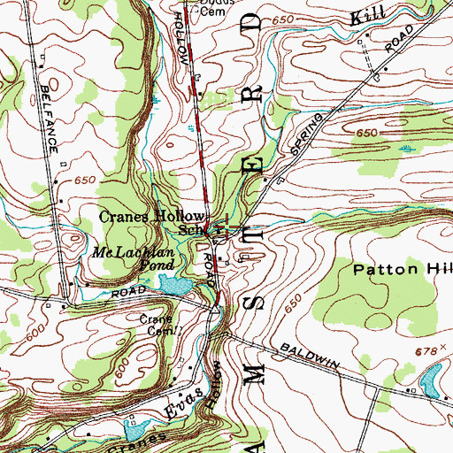 Topographic Map of Cranes Hollow School, NY