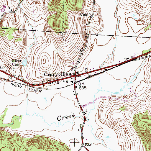 Topographic Map of Craryville, NY