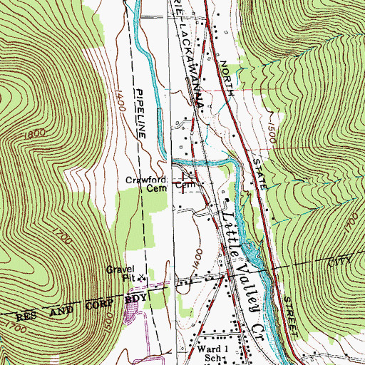 Topographic Map of Crawford Cemetery, NY