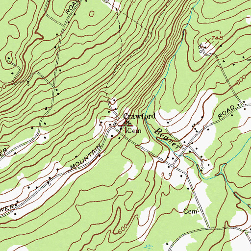 Topographic Map of Crawford Church, NY