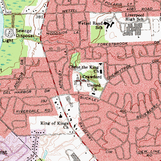 Topographic Map of Crawford School, NY
