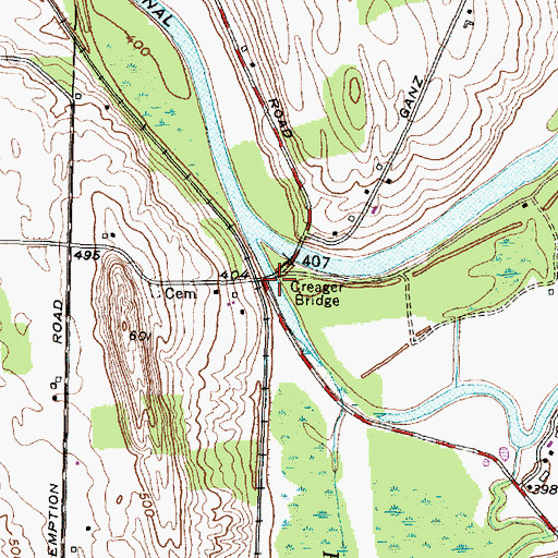 Topographic Map of Creager Bridge, NY