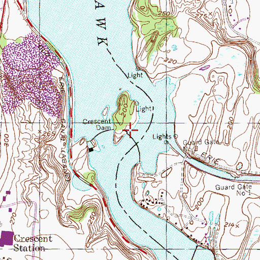 Topographic Map of Crescent Dam, NY