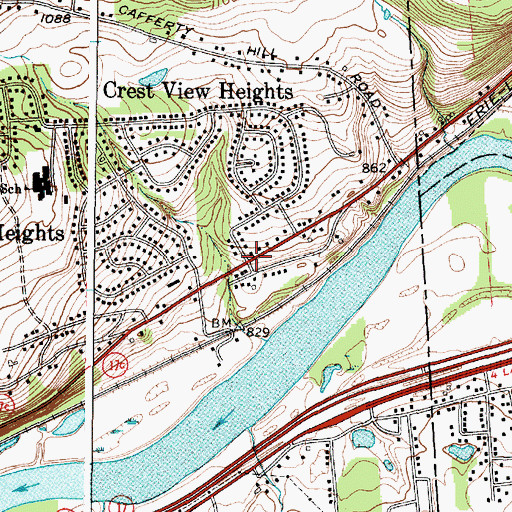 Topographic Map of Crest View Heights, NY