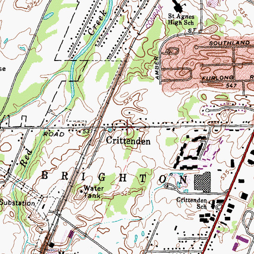 Topographic Map of Crittenden, NY