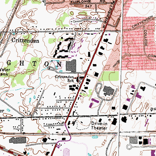 Topographic Map of Crittenden School, NY