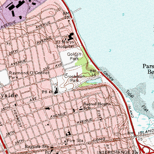 Topographic Map of Crocheron Park, NY