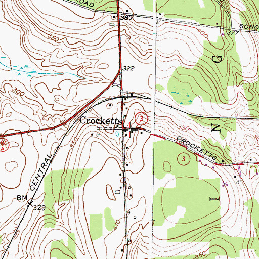Topographic Map of Crocketts, NY