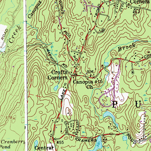 Topographic Map of Crofts Corners, NY