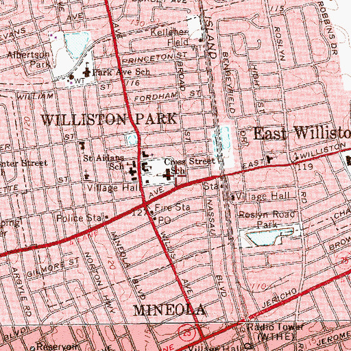 Topographic Map of Cross Street School, NY