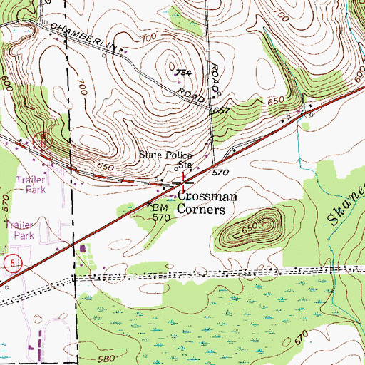 Topographic Map of Crossman Corners, NY