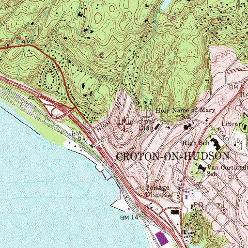 Topographic Map of Croton-on-Hudson, NY