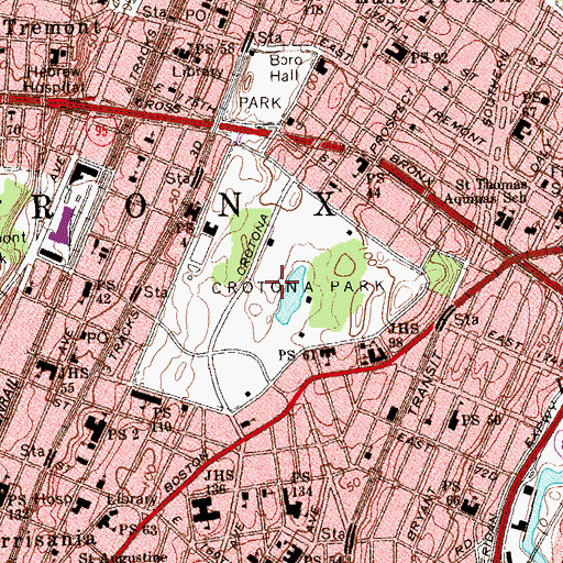 Topographic Map of Crotona Park, NY