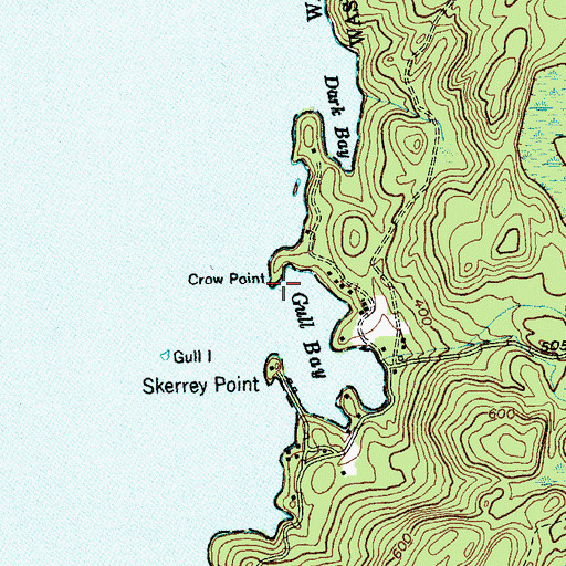 Topographic Map of Crow Point, NY