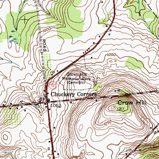 Topographic Map of Crown Hill Memorial Park, NY
