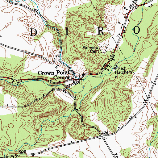 Topographic Map of Crown Point Center, NY
