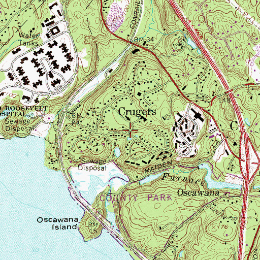 Topographic Map of Crugers, NY