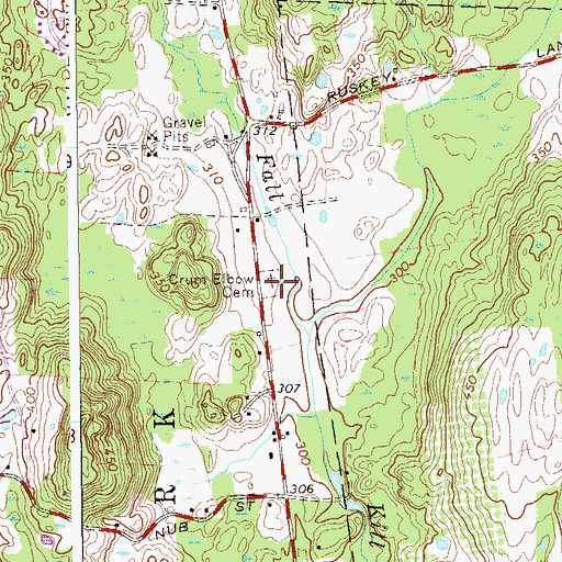 Topographic Map of Crum Elbow Cemetery, NY
