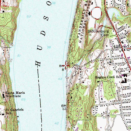 Topographic Map of Crum Elbow Creek, NY