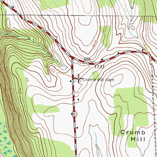 Topographic Map of Crumb Hill Cemetery, NY
