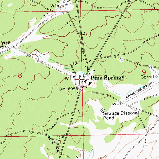 Topographic Map of Pine Springs, AZ