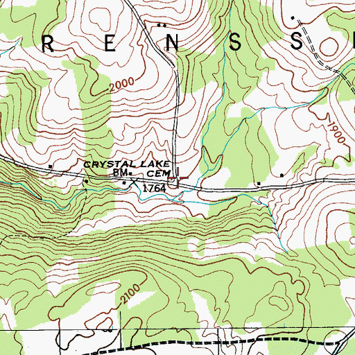 Topographic Map of Crystal Lake Cemetery, NY