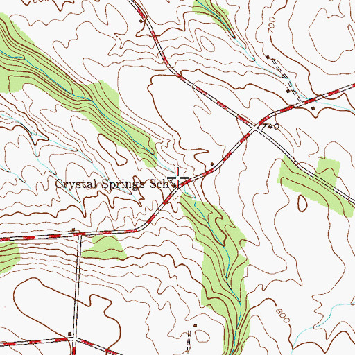 Topographic Map of Crystal Springs School (historical), NY