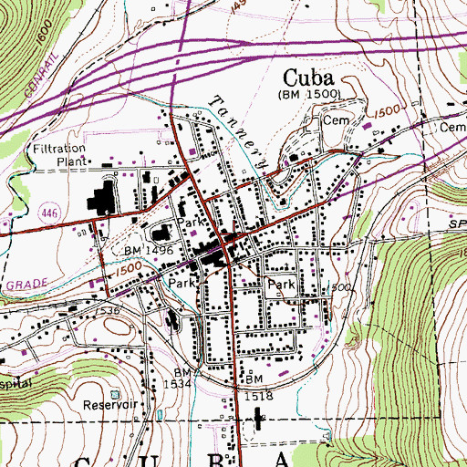 Topographic Map of Cuba, NY